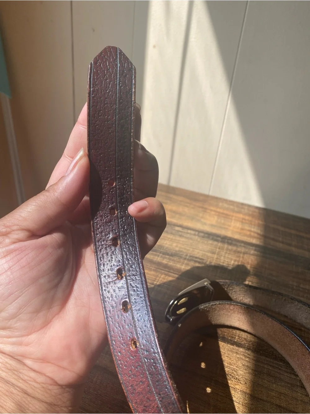 Vintage Handtooled Leather Belt, 34”